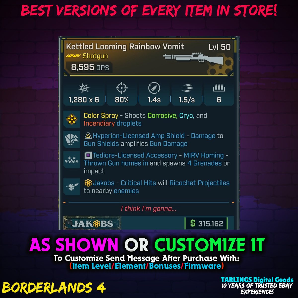 Borderlands 4 (BL4) 🎉 Shotgun - GODROLL MEGALIST All Types/Elements ...
