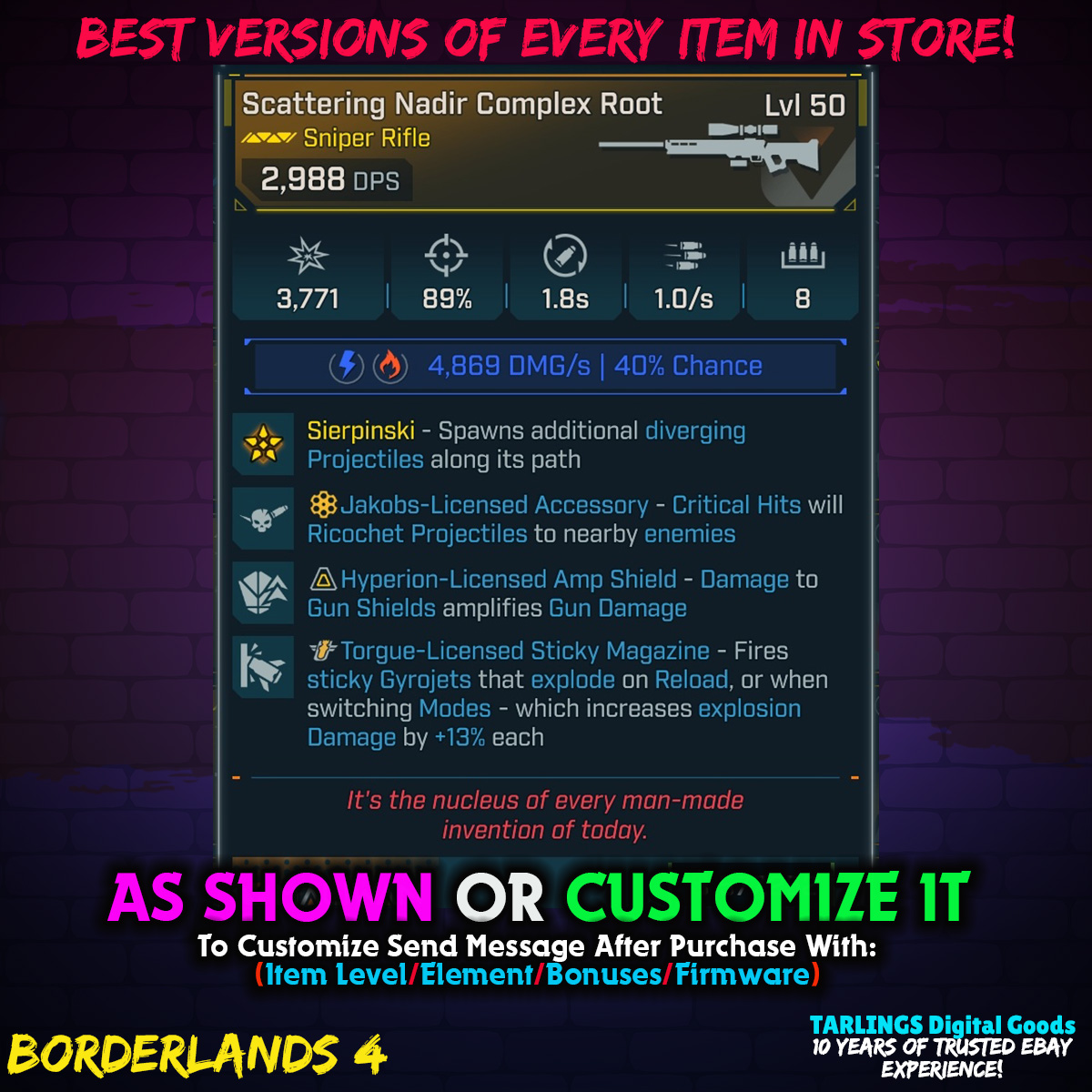 Borderlands 4 (BL4) 🎉 Complex Root [Sniper] GODROLLS Pick Your Item! | eBay